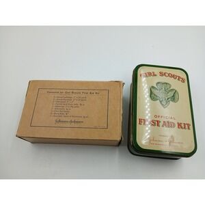 Vintage Johnson & Johnson Official Girl Scouts First Aid Kit Tin with Supply